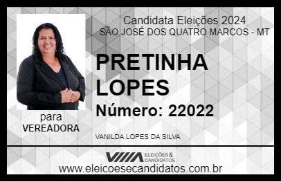 Candidato PRETINHA LOPES 2024 - SÃO JOSÉ DOS QUATRO MARCOS - Eleições