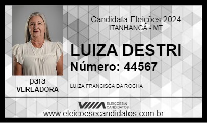 Candidato LUIZA DESTRI 2024 - ITANHANGÁ - Eleições