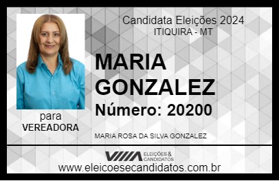 Candidato MARIA GONZALEZ 2024 - ITIQUIRA - Eleições