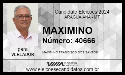 Candidato MAXIMINO 2024 - ARAGUAIANA - Eleições