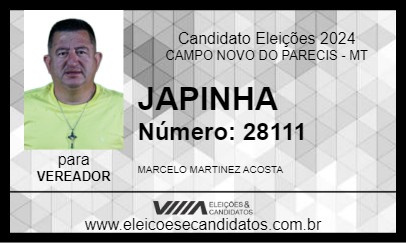 Candidato JAPINHA 2024 - CAMPO NOVO DO PARECIS - Eleições