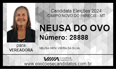 Candidato NEUSA DO OVO 2024 - CAMPO NOVO DO PARECIS - Eleições