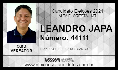 Candidato LEANDRO JAPA 2024 - ALTA FLORESTA - Eleições