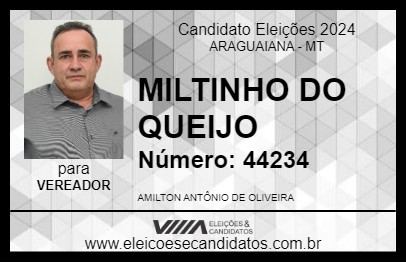 Candidato MILTINHO DO QUEIJO 2024 - ARAGUAIANA - Eleições