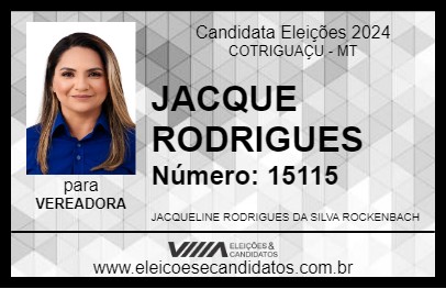 Candidato JACQUE RODRIGUES 2024 - COTRIGUAÇU - Eleições