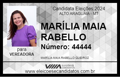 Candidato MARÍLIA MAIA RABELLO 2024 - ALTO ARAGUAIA - Eleições