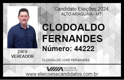 Candidato CLODOALDO FERNANDES 2024 - ALTO ARAGUAIA - Eleições