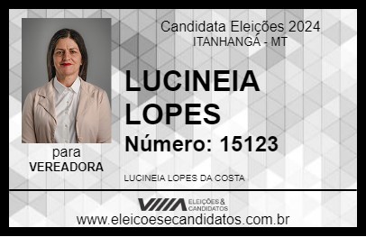 Candidato LUCINEIA LOPES 2024 - ITANHANGÁ - Eleições