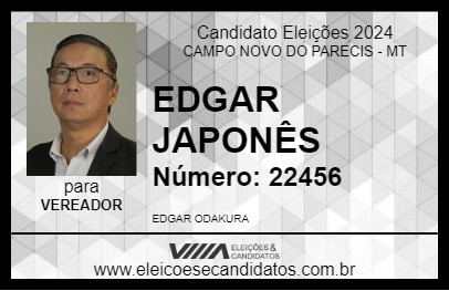 Candidato EDGAR JAPONÊS 2024 - CAMPO NOVO DO PARECIS - Eleições