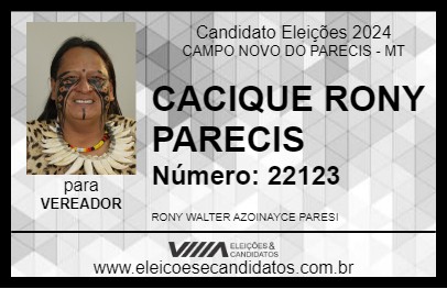 Candidato CACIQUE RONY PARECIS 2024 - CAMPO NOVO DO PARECIS - Eleições