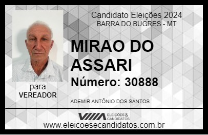 Candidato MIRAO DO ASSARI 2024 - BARRA DO BUGRES - Eleições