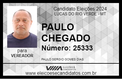 Candidato PAULO CHEGADO 2024 - LUCAS DO RIO VERDE - Eleições