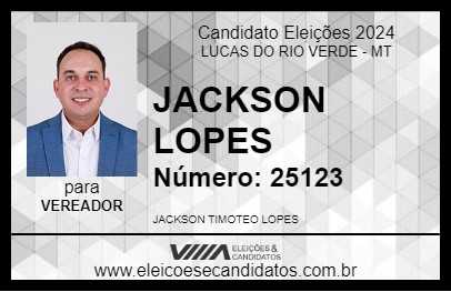 Candidato JACKSON LOPES 2024 - LUCAS DO RIO VERDE - Eleições