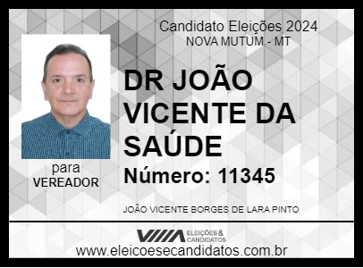 Candidato DR JOÃO VICENTE DA SAÚDE 2024 - NOVA MUTUM - Eleições