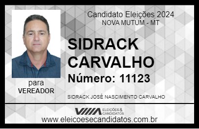 Candidato SIDRACK CARVALHO 2024 - NOVA MUTUM - Eleições