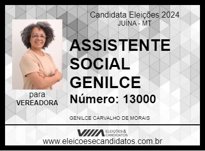 Candidato ASSISTENTE SOCIAL GENILCE 2024 - JUÍNA - Eleições