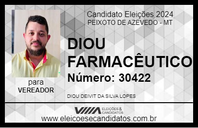 Candidato DIOU FARMACÊUTICO 2024 - PEIXOTO DE AZEVEDO - Eleições