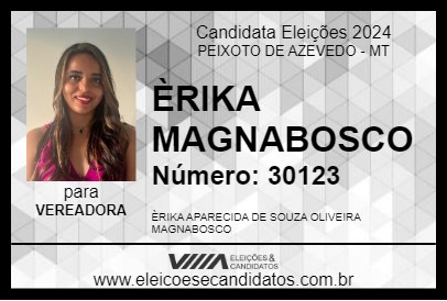 Candidato ÈRIKA MAGNABOSCO 2024 - PEIXOTO DE AZEVEDO - Eleições