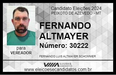 Candidato FERNANDO ALTMAYER 2024 - PEIXOTO DE AZEVEDO - Eleições