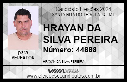 Candidato HRAYAN DA SILVA PEREIRA 2024 - SANTA RITA DO TRIVELATO - Eleições