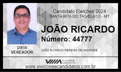 Candidato JOÃO RICARDO 2024 - SANTA RITA DO TRIVELATO - Eleições