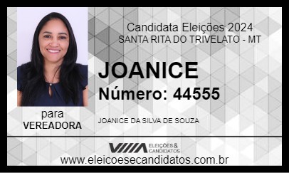 Candidato JOANICE 2024 - SANTA RITA DO TRIVELATO - Eleições