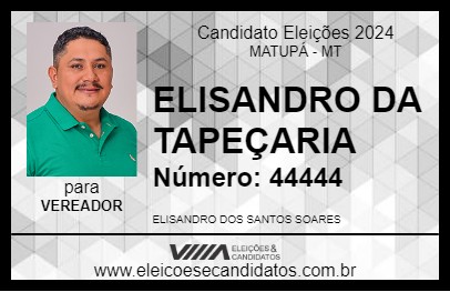 Candidato ELISANDRO DA TAPEÇARIA 2024 - MATUPÁ - Eleições