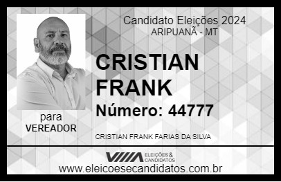 Candidato CRISTIAN FRANK 2024 - ARIPUANÃ - Eleições