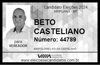 Candidato BETO CASTELIANO 2024 - ARIPUANÃ - Eleições