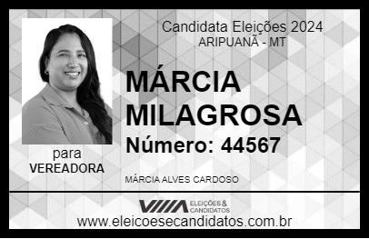 Candidato MÁRCIA MILAGROSA 2024 - ARIPUANÃ - Eleições