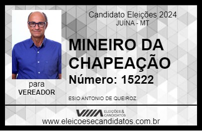 Candidato MINEIRO DA CHAPEAÇÃO 2024 - JUÍNA - Eleições