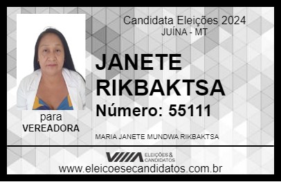 Candidato JANETE RIKBAKTSA 2024 - JUÍNA - Eleições