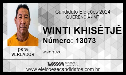 Candidato WINTI KHISÊTJÊ 2024 - QUERÊNCIA - Eleições