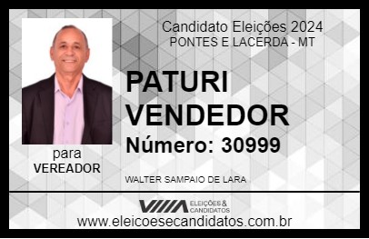 Candidato PATURI VENDEDOR 2024 - PONTES E LACERDA - Eleições