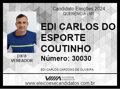 Candidato EDI CARLOS DO ESPORTE COUTINHO 2024 - QUERÊNCIA - Eleições