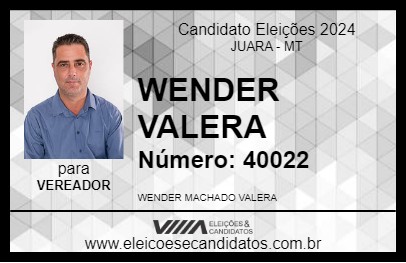 Candidato WENDER VALERA 2024 - JUARA - Eleições