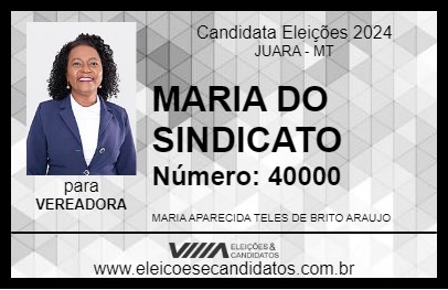 Candidato MARIA DO SINDICATO 2024 - JUARA - Eleições