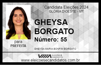 Candidato GHEYSA BORGATO 2024 - GLÓRIA D\OESTE - Eleições