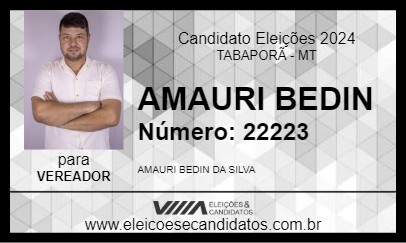 Candidato AMAURI BEDIN 2024 - TABAPORÃ - Eleições