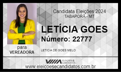 Candidato LETÍCIA GOES 2024 - TABAPORÃ - Eleições