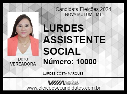 Candidato LURDES ASSISTENTE SOCIAL 2024 - NOVA MUTUM - Eleições