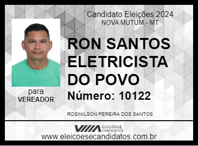 Candidato RON SANTOS ELETRICISTA DO POVO 2024 - NOVA MUTUM - Eleições