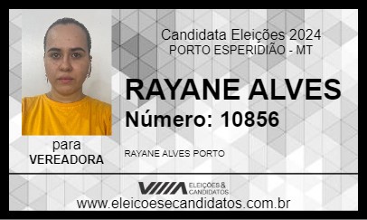 Candidato RAYANE ALVES 2024 - PORTO ESPERIDIÃO - Eleições