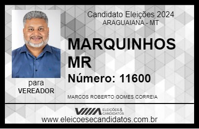 Candidato MARQUINHOS MR 2024 - ARAGUAIANA - Eleições