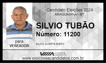 Candidato SILVIO TUBÃO 2024 - ARAGUAIANA - Eleições