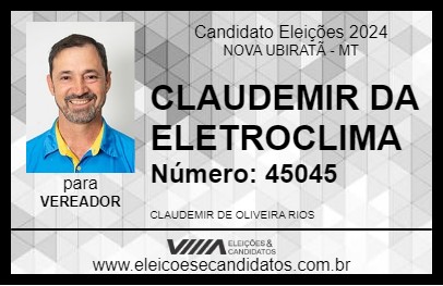 Candidato CLAUDEMIR DA ELETROCLIMA 2024 - NOVA UBIRATÃ - Eleições