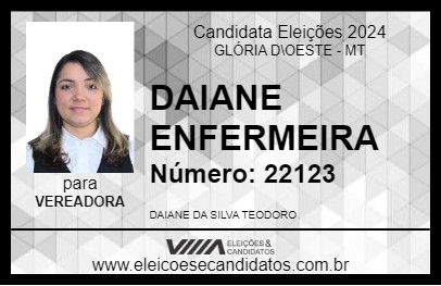 Candidato DAIANE ENFERMEIRA 2024 - GLÓRIA D\OESTE - Eleições