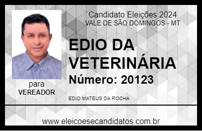 Candidato EDIO DA VETERINÁRIA 2024 - VALE DE SÃO DOMINGOS - Eleições