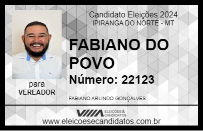 Candidato FABIANO DO POVO 2024 - IPIRANGA DO NORTE - Eleições