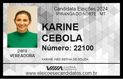 Candidato KARINE CEBOLA 2024 - IPIRANGA DO NORTE - Eleições